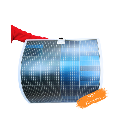 Maple Leaf 150W CPC Semi-flexible Solar Panel- Bendable Lightweight With Bi-facial CPC Cells- For Curve And Uneven Surface- W/ Waterproof Junction- 25 Years Warranty