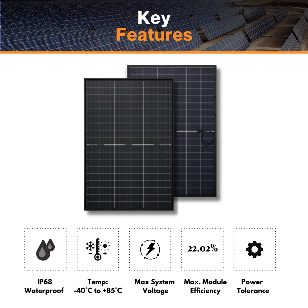 Maple Leaf All Black Bifacial Solar Panel 430W - W/ N-type Mono Cells ...