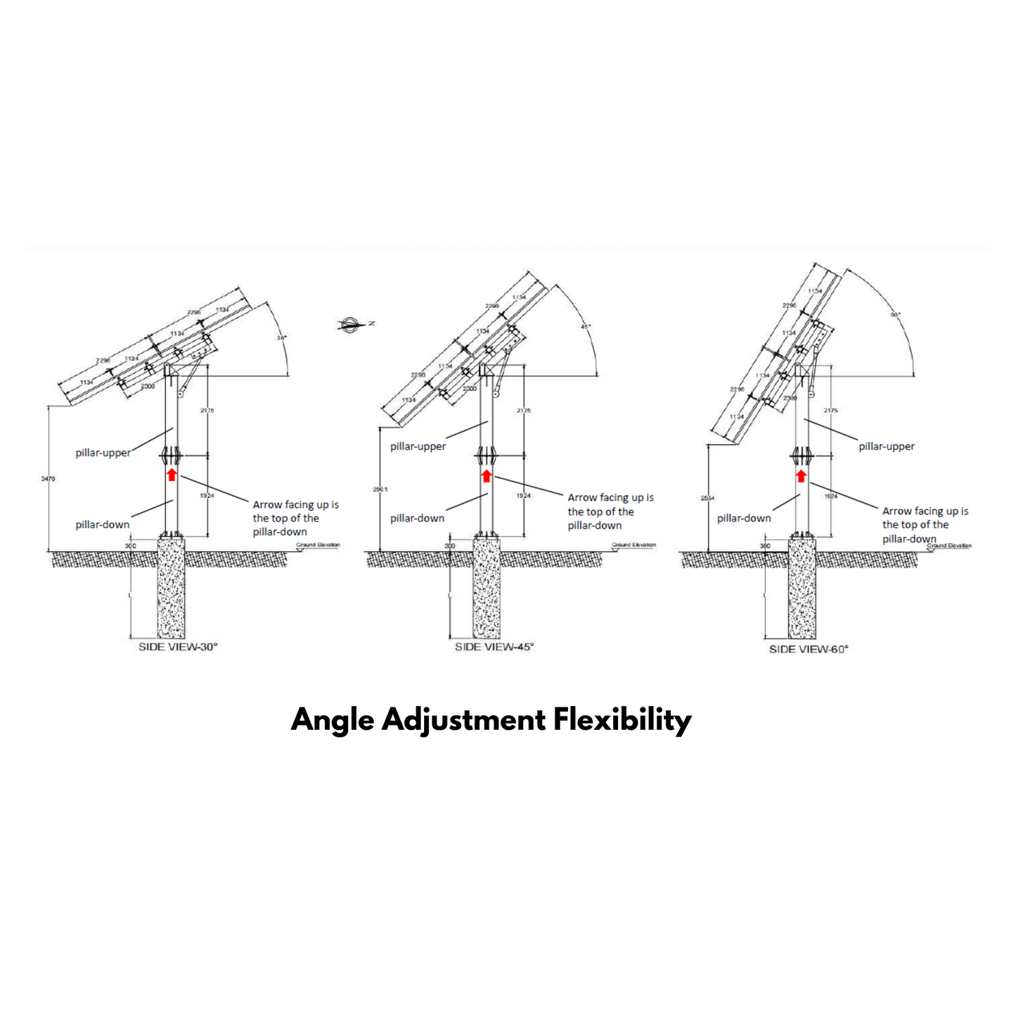 Maple Leaf North Pole Mount [Pole Mount System For 8 Solar Panels]- 14 Feet Height - W/ Angle Adjustment- PENG Certificate [Fits Panels Up To 550w In Size]